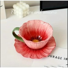 UltraMint Renkli Çiçek Desenli Seramik Kahve ve Çay Bardağı Seti