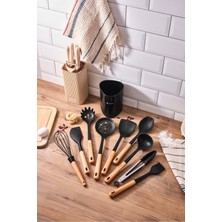 UltraMint Pratik ve Şık 10 Parça Silikon Mutfak Seti, Siyah, Dayanıklı ve Kullanışlı