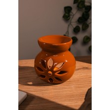 Love Bundles Lotus Desenli Seramik El Yapımı Kahverengi Buhurdanlık
