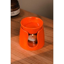 Love Bundles Turuncu Özel Tasarım Seramik El Yapımı Buhurdanlık | Mumluk | Dekoratif (1 ADET TEALİGHT MUM ILE)