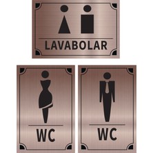 Mayeka Lavabolar - Kadın - Erkek Üçlü Levha Set Bronz Metal Yönlendirme Tabelası Kişiye Özel