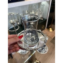 UltraMint Güllü Gümüş Çay Seti 6 Kişilik, Şık ve Zarif Tasarım