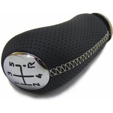 Otom Parçası Megane 3 Deri Vites Topuzu-5 Ileri (Delikli Deri & Bej Dikiş)