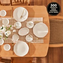 UltraMint Opal Porselen 26 Parça 6 Kişilik Şık Kahvaltı Takımı Gold