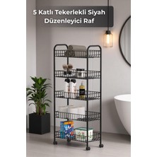 UltraMint Çok Katlı Siyah Tekerlekli Çok Amaçlı Banyo ve Mutfak Organizeri