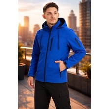 Vatan Tekstil Erkek Slim Fit Softshell Kapüşonlu Erkek Mont Su Itici Rüzgar Geçirmez