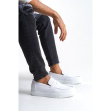 Zapatos SLW180 Estilo x Bağcıksız Cilt Erkek Günlük Spor Klasik Ayakkabı Cbt - Beyaz
