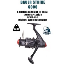 Alastor Olta Makinesi Strike 6000 Olta Makarası 5 Bilyeli Misinası Sarılı