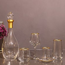 UltraMint Şık 31 Parça 6 Kişilik Gold Cam Su ve Meşrubat Bardağı Takımı