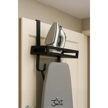 UltraMint Kapı Arkası Ütü ve Ütü Masası Askılığı, Siyah Metal Stand, Yer Tasarruflu