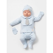 Zeynuko Erkek Bebek Kravatlı 5'li Yenidoğan Hastane Çıkışı Zıbın Seti