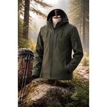 Vatan Tekstil Erkek Slim Fit Softshell Kapüşonlu Erkek Mont Su Itici Rüzgar Geçirmez