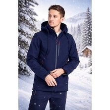 Vatan Tekstil Erkek Slim Fit Softshell Kapüşonlu Erkek Mont Su Itici Rüzgar Geçirmez