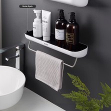 UltraMint Duvara Yapışkanlı Banyo ve Mutfak Çok Amaçlı Raf, Siyah Beyaz