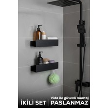 UltraMint Paslanmaz Çelik Banyo Düzenleyici Şampuanlık Duş Rafı 2'li Set