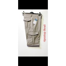 Beyzdenim Taş Rengi Likralı Su Itiçi Kapri Şort Kargo Battal Büyük Beden