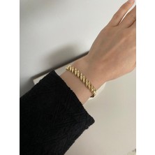 Elifra Xuping Vıp Gold Kararmaz Ince Burgu Model Zirkon Taşlı Zarif Bileklik