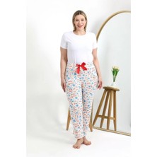 Veralya Moda Kadın Pamuklu Büyük Beden Alt Pijama Ekru