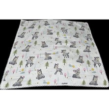 MentorAly Sevimli Geyik Desenli Dantelli Müslin Bebek Battaniyesi – El Yapımı