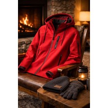 Vatan Tekstil Erkek Slim Fit Softshell Kapüşonlu Erkek Mont Su Itici Rüzgar Geçirmez