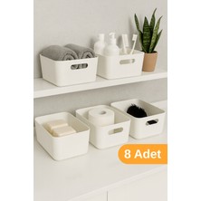 UltraMint 8 Adet Beyaz Plastik Organizer Kutu, Banyo ve Dekorasyon Için