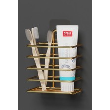 UltraMint Altın Kaplama Metal Diş Fırçalık, Banyo Organizer, Şık ve Kullanışlı