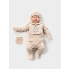 Zeynuko Erkek Bebek Kravatlı 5'li Yenidoğan Hastane Çıkışı Zıbın Seti