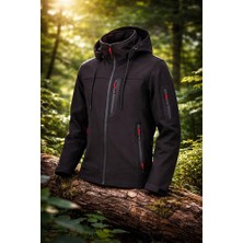 Vatan Tekstil Erkek Slim Fit Softshell Kapüşonlu Erkek Mont Su Itici Rüzgar Geçirmez