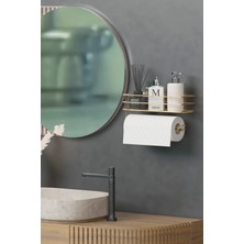 UltraMint Altın Renkli Çekmeceli ve Raflı Kağıt Havluluk, Banyo ve Mutfak Düzenleyici