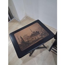 Bengi Ankara Mobilya Zigon Çanta Resimli 90581 Dikdörtgen Model Kayın Parlak Siyah Natüre El Yapım