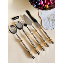 UltraMint Şık Çelik 5 Parça Gümüş Servis Takımı, Zarif ve Dayanıklı Tasarım