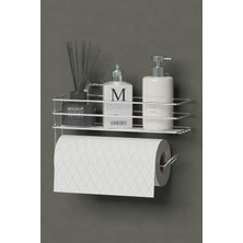 UltraMint Pratik Yapışkanlı Rulo Havluluk ve Mutfak Rafı, Şık Gümüş Tasarım