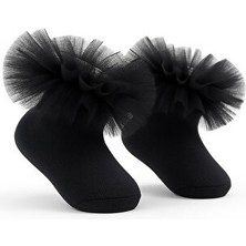 Olay Tüllü Siyah Bebek Çorabı Yılbaşı Konsept 0-12 Ay 15010037