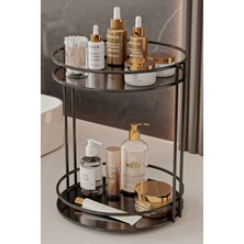 UltraMint Çift Katlı Metal Banyo Organizer ve Sunumluk, Dekoratif Takı ve Makyaj Rafı