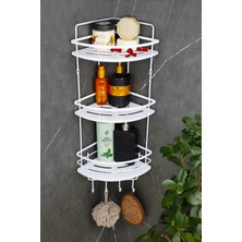 UltraMint Şık Üçlü Paslanmaz Kristal Raflı Beyaz Lamalı Banyo Düzenleyici