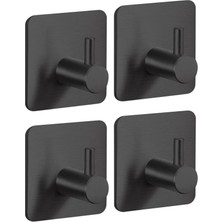 UltraMint Paslanmaz Çelik Siyah Banyo Askısı 4'lü Set, Şık ve Kullanışlı Tasarım