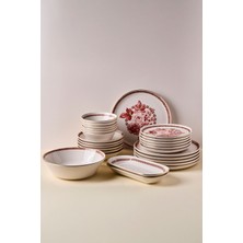 UltraMint Danish Altın Yaldızlı 27 Parça Stoneware Yemek Takımı, 6 Kişilik Set