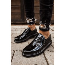 Zapatos CH003 Pelle Verniciata Classica Erkek Günlük Bağcıklı Rugan Klasik Ayakkabı Rst - Siyah