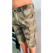 Beyzdenim Kamuflaj Desen Diz Altı Büyük Beden Şort Kapri Pantolon