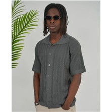 Elku Moda Italyan Yaka Oversize Gömlek Nefes Alabilen Fileli Kumaş Oversize Kalıp Salaş Gömlek