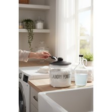 UltraMint Siyah Kapaklı Dekoratif Cam Deterjan ve Galon Şişe Seti