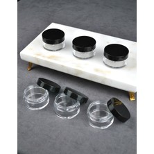 Qualitev 6 Adet Mika 10 ml Krem Kavanoz Küçük 4 cm Takı Siyah Kapaklı Mini Seyahat Krem Kavanozu