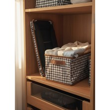 Ser&Yat Raf Düzenleyici 25 cm - Acı Kahve Kazayağı Desenli | 1 Adet | Çelik Destekli, Katlanabilir Kıyafet Organizeri