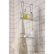 UltraMint Çift Katlı Banyo Rafı ve Askı, Pratik Duş Alanı Düzeni