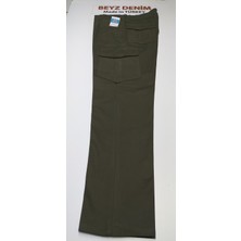 Beyzdenim Haki Yeşil Kargo Likralı Pamuk Büyük Beden Pantolon