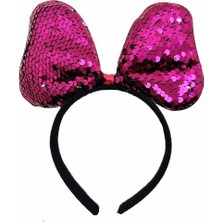 Ett Renk Değiştiren Pullu Payetli Fiyonk Parti Tacı Fuşya Gümüş Renk 20X16 cm