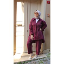 Tuğba Sarı %100 Keten Düğme Detaylı Rahat Kesim Kadın Takım