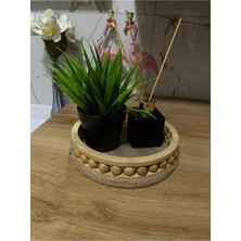 UltraMint Ahşap Banyo Dekorasyonu Sepet, 20 cm Çap, Şık ve Doğal Tarz