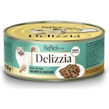 Ashwork Reflex Plus Delizzia Sos Içinde Parça Etli Somonlu ve Tavuklu Yetişkin Konserve Kedi Mam