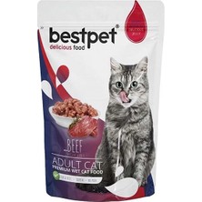 Üreticiniz Ashwork Bestpet Adult Jelly Pouch Biftekli Yaş Kedi Maması 1 Adet 85 gr 587455
